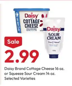 Stater Bros Daisy Brand Cottage Cheese 16 oz. or Squeeze Sour Cream 14 oz offer