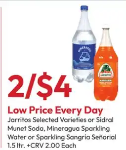Stater Bros Jarritos or Sidral Munet Soda, Mineragua Sparkling Water or Sparkling Sangría Señorial offer