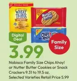 Stater Bros Nabisco Family Size Chips Ahoy! or Nutter Butter Cookies or Snack Crackers offer