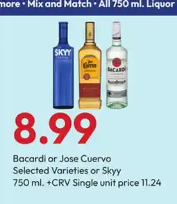 Stater Bros Bacardi or Jose Cuervo or Skyy offer