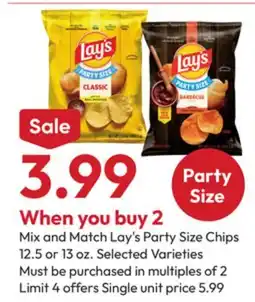 Stater Bros Mix and Match Lay's Party Size Chips offer