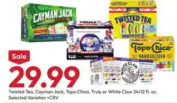 Stater Bros Twisted Tea, Cayman Jack, Topo Chico, Truly or White Claw offer