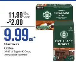 Mariano's Starbucks Coffee 10-12 oz Bags or K-Cups, 10 ct offer
