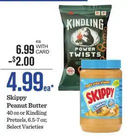 Mariano's Skippy Peanut Butter or Kindling Pretzels offer