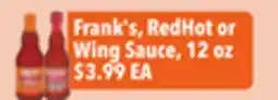 Tony’s Fresh Market Frank's, RedHot or Wing Sauce offer