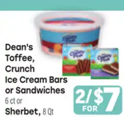 Tony’s Fresh Market Dean's Toffee, Crunch Ice Cream Bars or Sandwiches or Sherbet offer