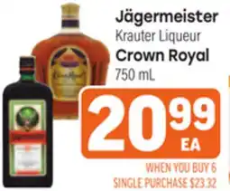 Tony’s Fresh Market Jägermeister or Crown Royal offer