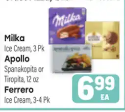 Tony’s Fresh Market Milka Ice Cream, 3 Pk/ Apollo Spanakopita or Tiropita, 12 oz/ Ferrero Ice Cream offer