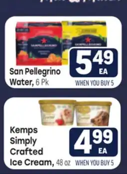 Tony’s Fresh Market San Pellegrino Water, Kemps Simply Crafted Ice Cream offer