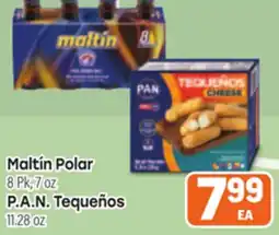 Tony’s Fresh Market Maltín Polar, 8 Pk, 7 oz P.A.N. Tequeños, 11.28 oz offer