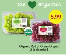 Fresh Thyme Organic Red or Green Grapes offer