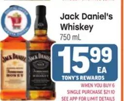Tony’s Fresh Market Jack Daniel's Whiskey offer