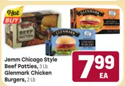 Tony’s Fresh Market Jemm Chicago Style Beef Patties, Glenmark Chicken Burgers offer