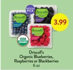 Fresh Thyme Driscoll's Organic Blueberries, Raspberries or Blackberries offer