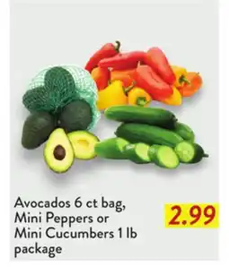 Fresh Thyme Avocados 6 ct bag, Mini Peppers or Mini Cucumbers 1 lb package offer