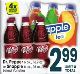 Jewel-Osco Dr. Pepper 6 pk., 16.9 oz. or Snapple 6 pk., 16 oz offer