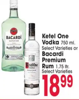 Jewel-Osco Ketel One Vodka 750 ml, Bacardi Premium Rum 1.75 ltr offer