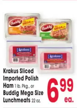 Jewel-Osco Krakus Sliced Imported Polish Ham 1 lb. Pkg., or Buddig Mega Size Lunchmeats 22 oz offer