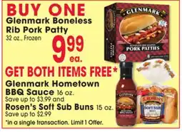 Jewel-Osco Glenmark Boneless Rib Pork Patty offer