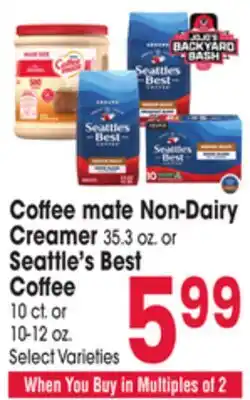 Jewel-Osco Coffee mate Non-Dairy Creamer 35.3 oz. or Seattle's Best Coffee 10 ct. or 10-12 oz offer