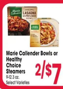 Jewel-Osco Marie Callender Bowls or Healthy Choice Steamers offer