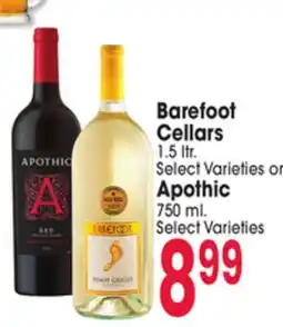 Jewel-Osco Barefoot Cellars 1.5 ltr., Apothic 750 ml offer