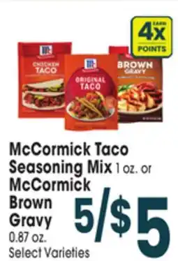 Jewel-Osco McCormick Taco Seasoning Mix 1 oz. or McCormick Brown Gravy 0.87 oz offer