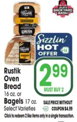 Jewel-Osco Rustik Oven Bread 16 oz. or Bagels 17 oz offer