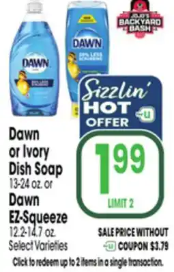 Jewel-Osco Dawn or Ivory Dish Soap 13-24 oz. or Dawn EZ-Squeeze 12.2-14.7 oz offer