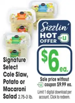 Jewel-Osco Signature Select Cole Slaw, Potato or Macaroni Salad offer