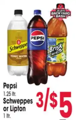 Jewel-Osco Pepsi 1.25 ltr., Schweppes or Lipton 1 ltr offer