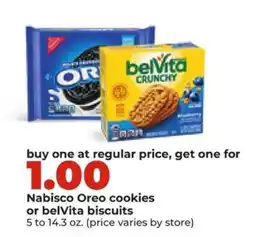Hy-Vee Nabisco Oreo cookies or belVita biscuits offer