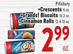 Rio Valley Market Pillsbury Crescents, 8 oz. Grands! Biscuits, 16.3 oz. Cinnamon Rolls, 12.4-13 oz offer