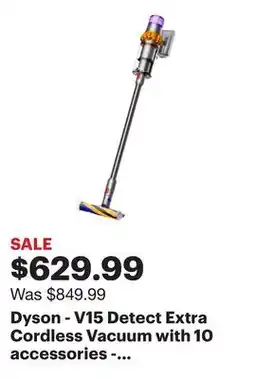 Best Buy Dyson - V15 Detect Extra Cordless Vacuum with 10 accessories - Yellow/Nickel offer