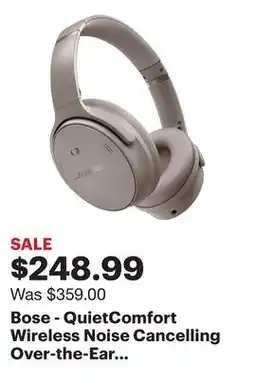 Best Buy Bose - QuietComfort Wireless Noise Cancelling Over-the-Ear Bluetooth Headphones - Sandstone offer