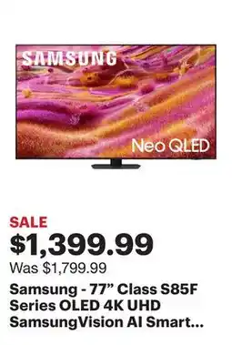 Best Buy Samsung - 77 Class S85F Series OLED 4K UHD SamsungVision AI Smart Tizen TV (2025) offer
