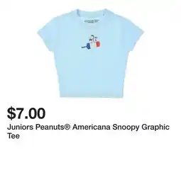 Five Below Juniors Peanuts Americana Snoopy Graphic Tee offer