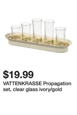 Ikea VATTENKRASSE Propagation set, clear glass ivory/gold offer