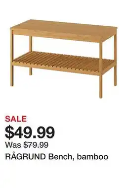 Ikea RÅGRUND Bench, bamboo offer