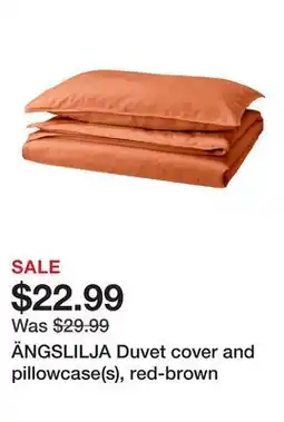 Ikea ÄNGSLILJA Duvet cover and pillowcase(s), red-brown offer