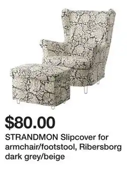 Ikea STRANDMON Slipcover for armchair/footstool, Ribersborg dark grey/beige offer