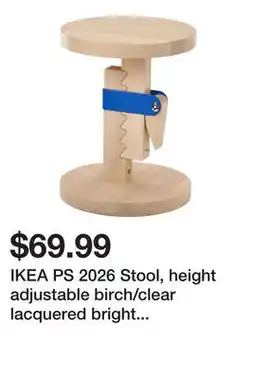 Ikea IKEA PS 2026 Stool, height adjustable birch/clear lacquered bright blue offer
