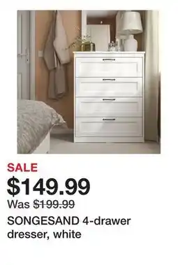 Ikea SONGESAND 4-drawer dresser, white offer