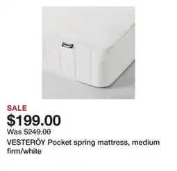 Ikea VESTERÖY Pocket spring mattress, medium firm/white offer