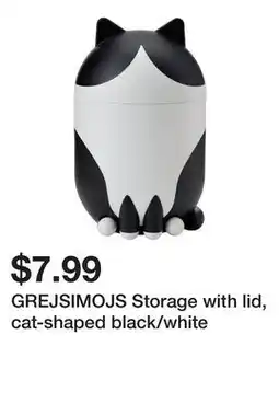 Ikea GREJSIMOJS Storage with lid, cat-shaped black/white offer