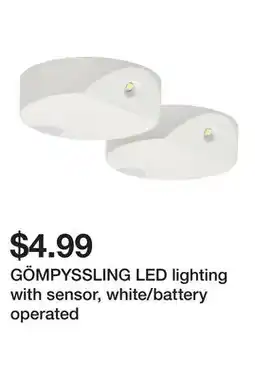 Ikea GÖMPYSSLING LED lighting with sensor, white/battery operated offer