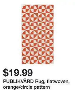 Ikea PUBLIKVÄRD Rug, flatwoven, orange/circle pattern offer