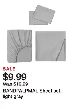 Ikea BANDPALPMAL Sheet set, light gray offer