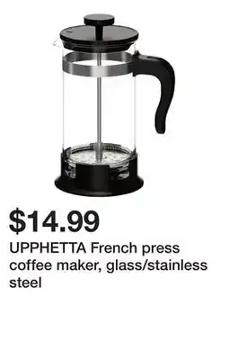 Ikea UPPHETTA French press coffee maker, glass/stainless steel offer