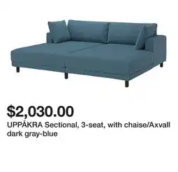 Ikea UPPÅKRA Sectional, 3-seat, with chaise/Axvall dark gray-blue offer